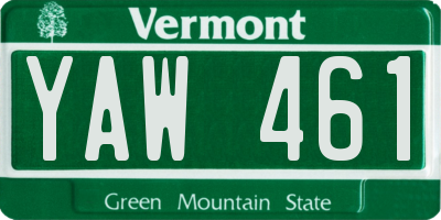 VT license plate YAW461