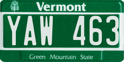 VT license plate YAW463