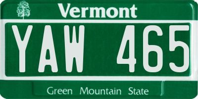 VT license plate YAW465
