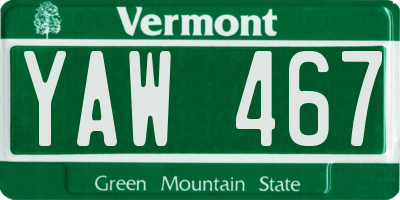 VT license plate YAW467
