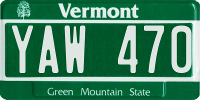 VT license plate YAW470