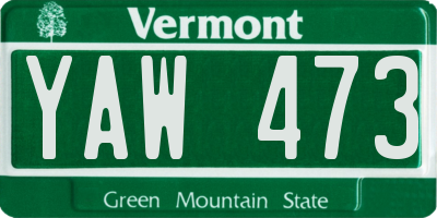 VT license plate YAW473