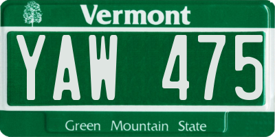 VT license plate YAW475