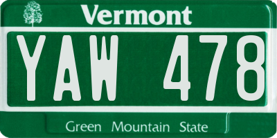 VT license plate YAW478