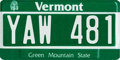 VT license plate YAW481