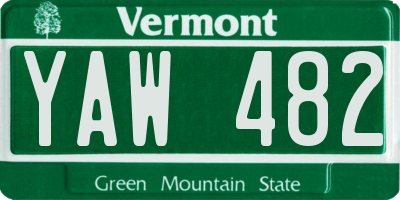 VT license plate YAW482