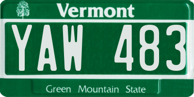 VT license plate YAW483