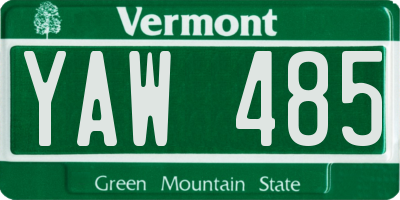 VT license plate YAW485