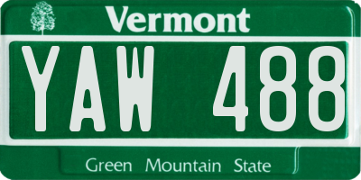 VT license plate YAW488