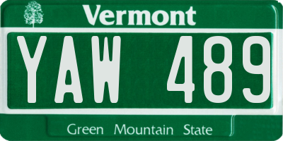 VT license plate YAW489