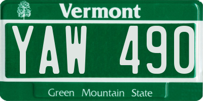 VT license plate YAW490