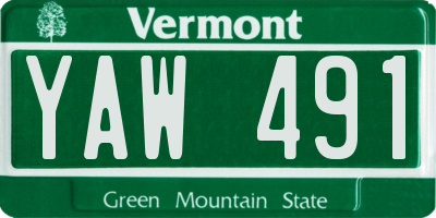 VT license plate YAW491
