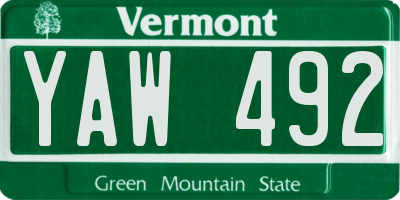 VT license plate YAW492