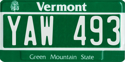 VT license plate YAW493
