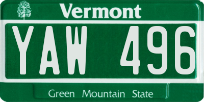 VT license plate YAW496