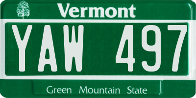 VT license plate YAW497
