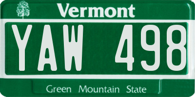 VT license plate YAW498