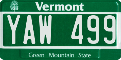 VT license plate YAW499