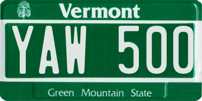 VT license plate YAW500