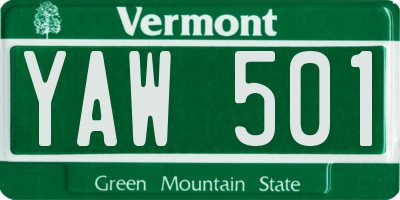 VT license plate YAW501