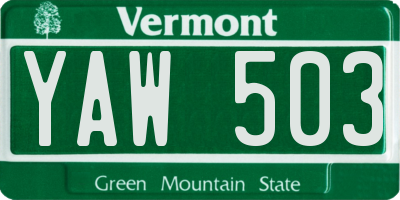 VT license plate YAW503