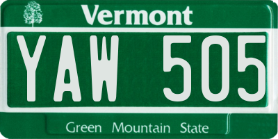VT license plate YAW505