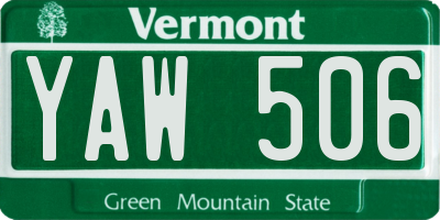 VT license plate YAW506