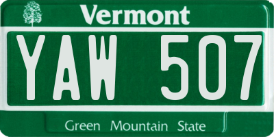 VT license plate YAW507