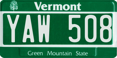 VT license plate YAW508