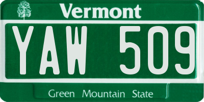 VT license plate YAW509