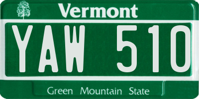 VT license plate YAW510