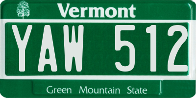 VT license plate YAW512