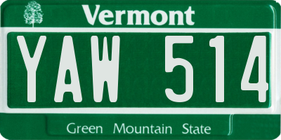 VT license plate YAW514