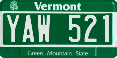 VT license plate YAW521