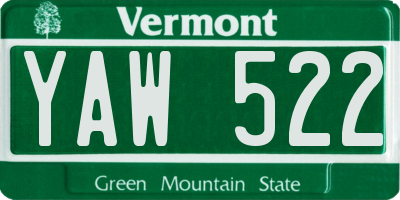 VT license plate YAW522