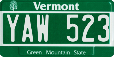 VT license plate YAW523