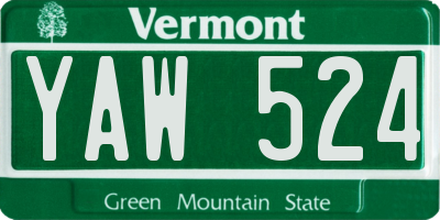 VT license plate YAW524