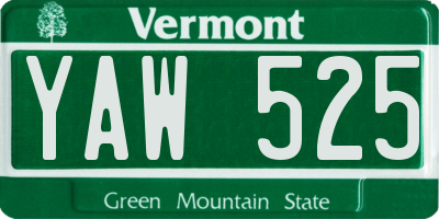 VT license plate YAW525
