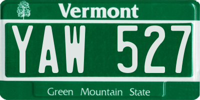 VT license plate YAW527
