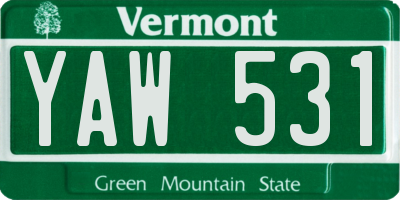 VT license plate YAW531