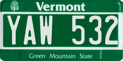 VT license plate YAW532
