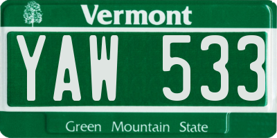 VT license plate YAW533
