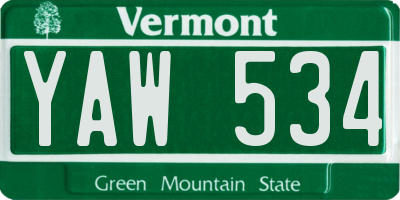 VT license plate YAW534