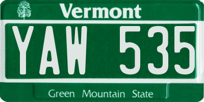 VT license plate YAW535