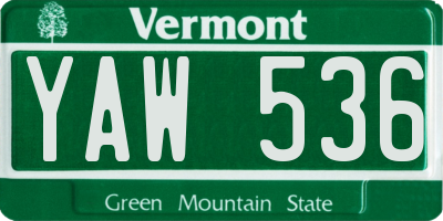 VT license plate YAW536