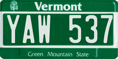 VT license plate YAW537