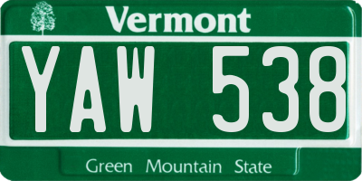 VT license plate YAW538