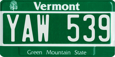 VT license plate YAW539