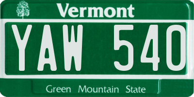 VT license plate YAW540