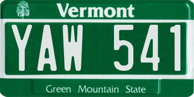 VT license plate YAW541